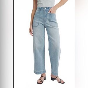 JBD High-Rise Light Blue Wide-Leg Jeans with Front Patch Pockets  size 27”